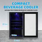 WANAI Mini Fridge Cooler 125Cans Beverage Refrigerator Glass Door Beverage Cooler for Beers Wine Juicer Cooler Adjustable Shelves LED Lights for Home, Office Or Bar