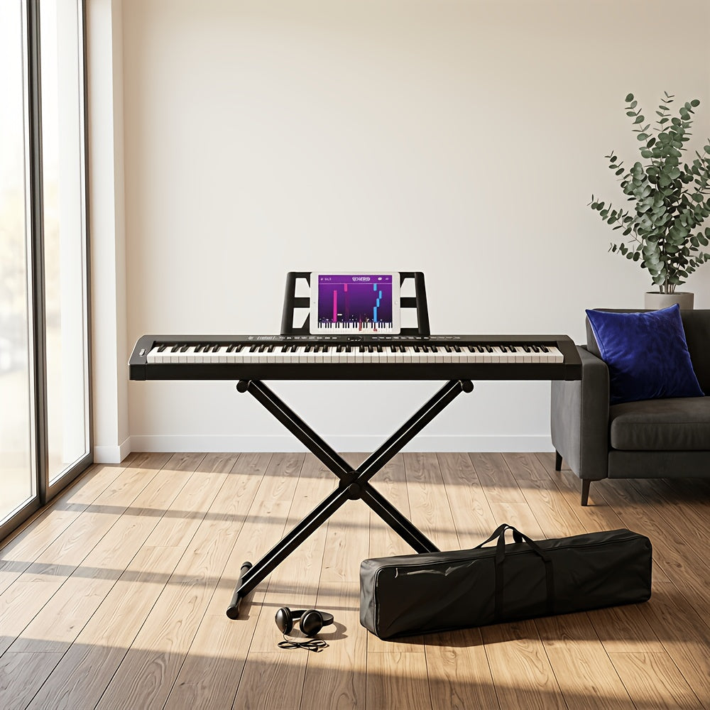 [Digital Piano] GPP-105 88 Key Full Size Semi-Weighted Standard Keyboards Digital Piano with Dual-tube X-Shape Stand