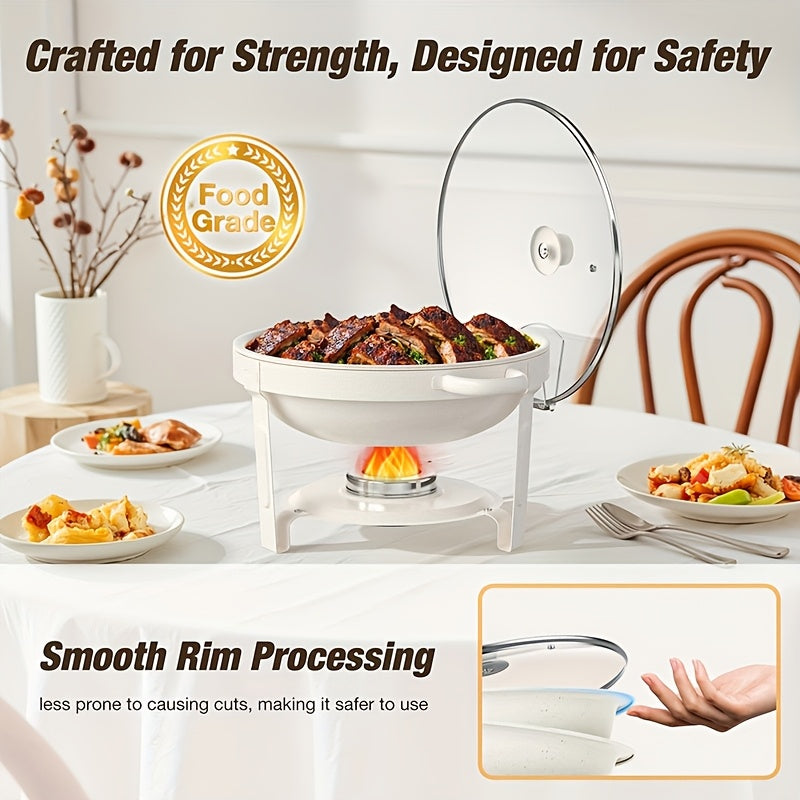 Chafing Dish 1/2/4pcs, [Game Changer Maifanite Coated] Chafing Dish [95% Pre-assembled] Buffet Offers Natural Elegance. 5-Quart (approx. 1.51gal) Food Warmer Suitable for Weddings, Birthdays, Church Events, Etc., Only for Cooking