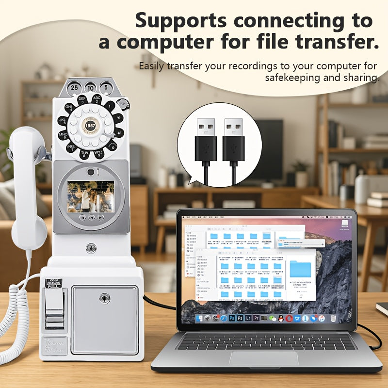 FiayaCom Video Guestbook Retro Phone, Audio Wedding Phone, with A Messaging Feature, Record Preserve Your Special Occasions, for Wedding, Bridal Shower, Baby Shower, Birthday, Graduations, Anniversary
