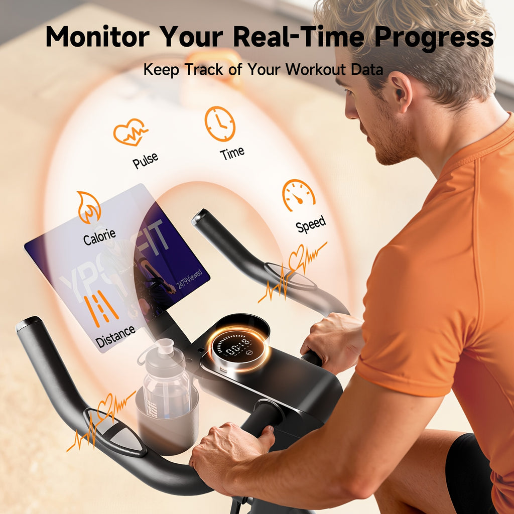 Exercise Bike Adjustable for Home Cardio Workout with 300 LBS Capacity, Comfortable Seat Cushion & Silent 25dB, Multi-level Adjustment Enables Measurement Of Heart Rate, Family Exercise Bike