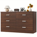 Kuajuz Brown Bedroom Dresser for Bedroom, 6 Drawers Dresser, Large Chest of Drawers Storage Organizer, Long Dresser TV Stand