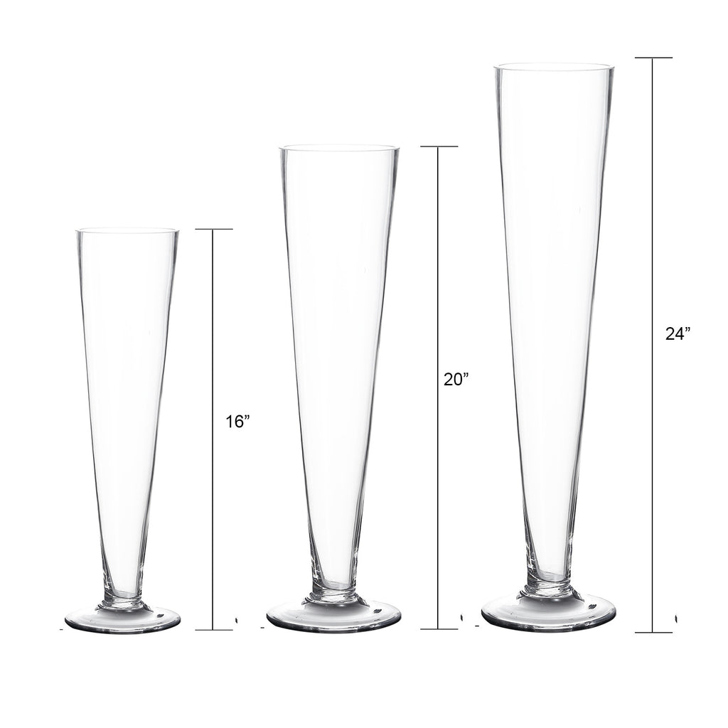 Trumpet Vases, 6pcs, Clear Pilsner Floral Planter Centerpiece, Wedding Event Home Decor