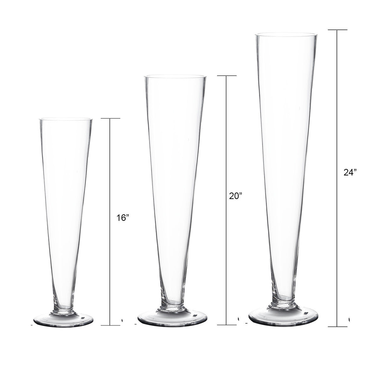 Trumpet Vases, 6pcs, Clear Pilsner Floral Planter Centerpiece, Wedding Event Home Decor