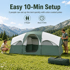 8-Person Family Camping Tent with Removable Two-Room Divider for Quick Outdoor Setup and Open Views