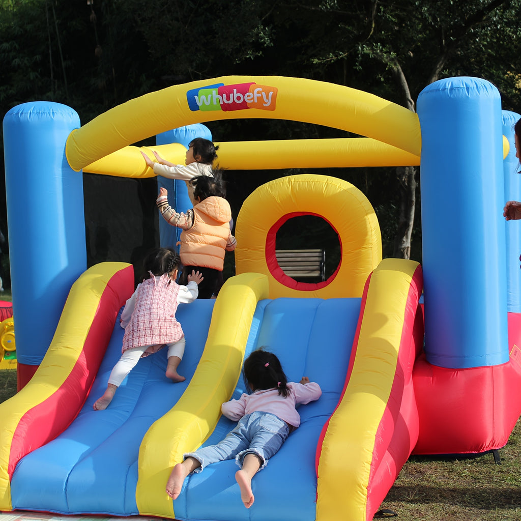 Large Inflatable Bounce House for Kids 3-10, Inflatable Bouncer with Blower, 12.6 X 9ft Big Blow Up Jumping Castle with Double Slide Obstacle, Family Indoor Outdoor Backyard Bouncy Castle Jump 'n Slide for Kids Boys Girls Birthday Party Christmas