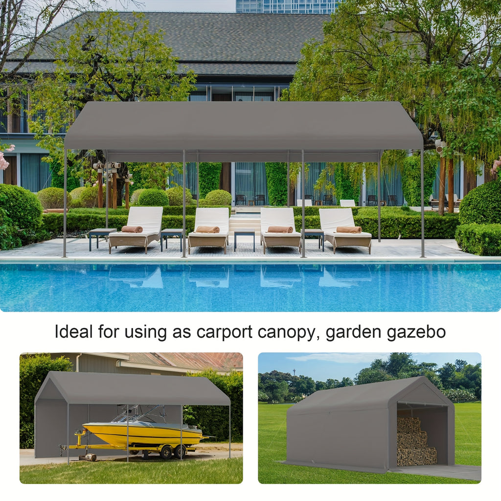 Carport 10X20 Ft Canopy Steel Canopy Storage Shed, Portable Garage Party Tent, Portable Garage with Removable Sidewalls And Doors All-Season Tarp for Carport, Parties, Weddings