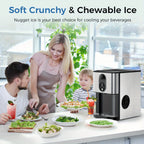 Self Dispensing Nugget Ice Maker Countertop, 46LB Per Day Automatic Chewable Ice, 44lbs/ 24H Nugget Ice Machine, for Home/ Party/ RV/ Camping