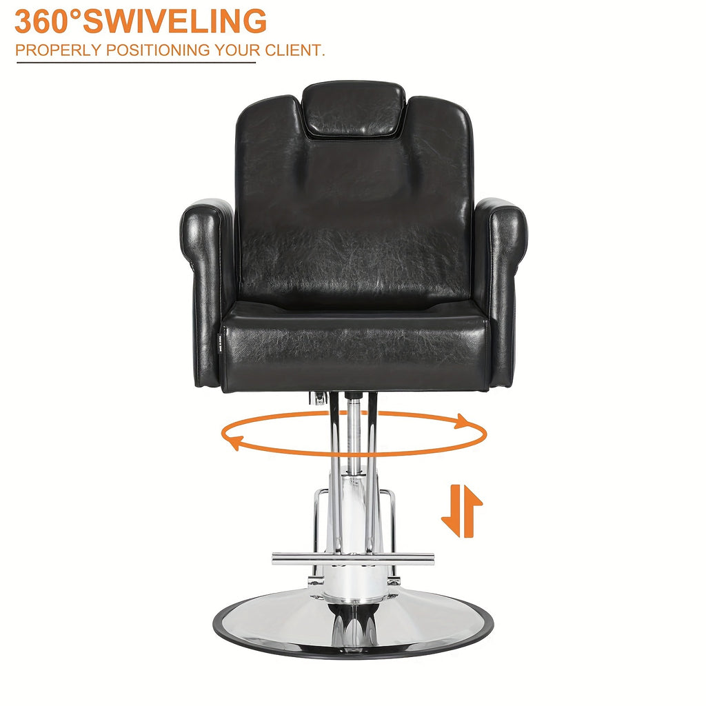 [Adjustable Height 360°] Barber Chair Recliner Salon Chair Hair Spa Chair With Hydraulic Pump, Removable Headrest, Adjustable Height 360 Degrees Swivel For Hair Salon Equipment