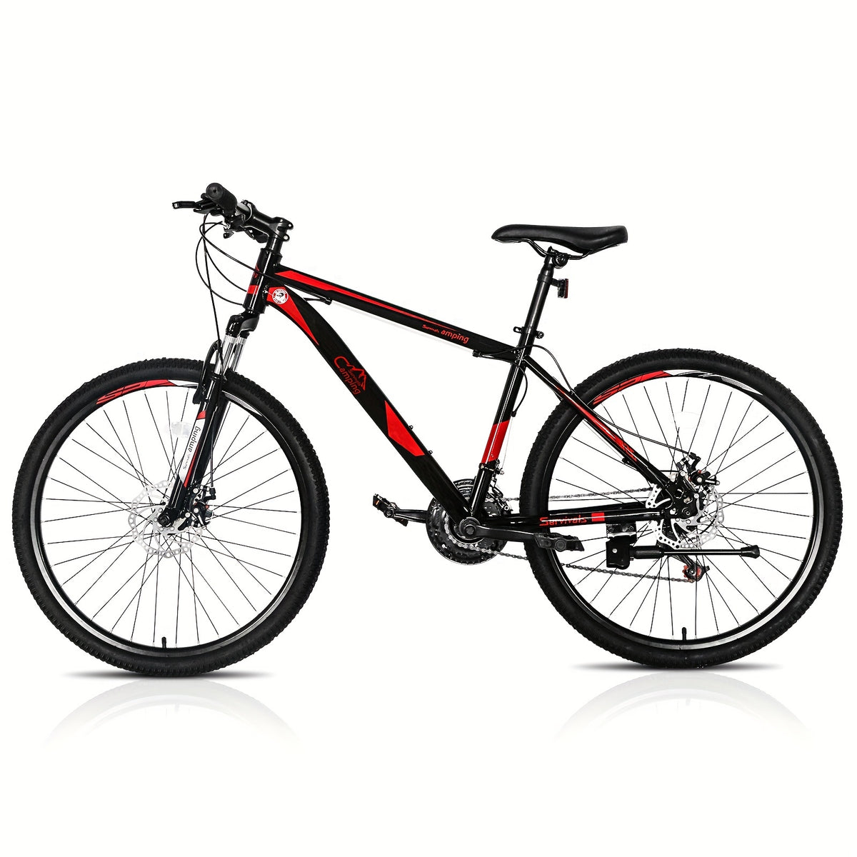 26-Inch 21-Speed Red & Black Mountain Bike - Double-Disc Brakes, Shock-Absorbing Fork - Ideal for Off-Road Adventures