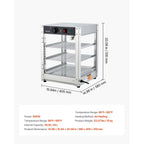 VEVOR 3-Tier/5-Tier Commercial Food Warmer Display, 14inch/15 inch 800W Food Display Warmer with LED Light, Adjustable Shelf and Stainless Steel Frame, 86℉~185℉ Air Heating, 34L for Hamburger, Pizza, Bread, Fried Chicken