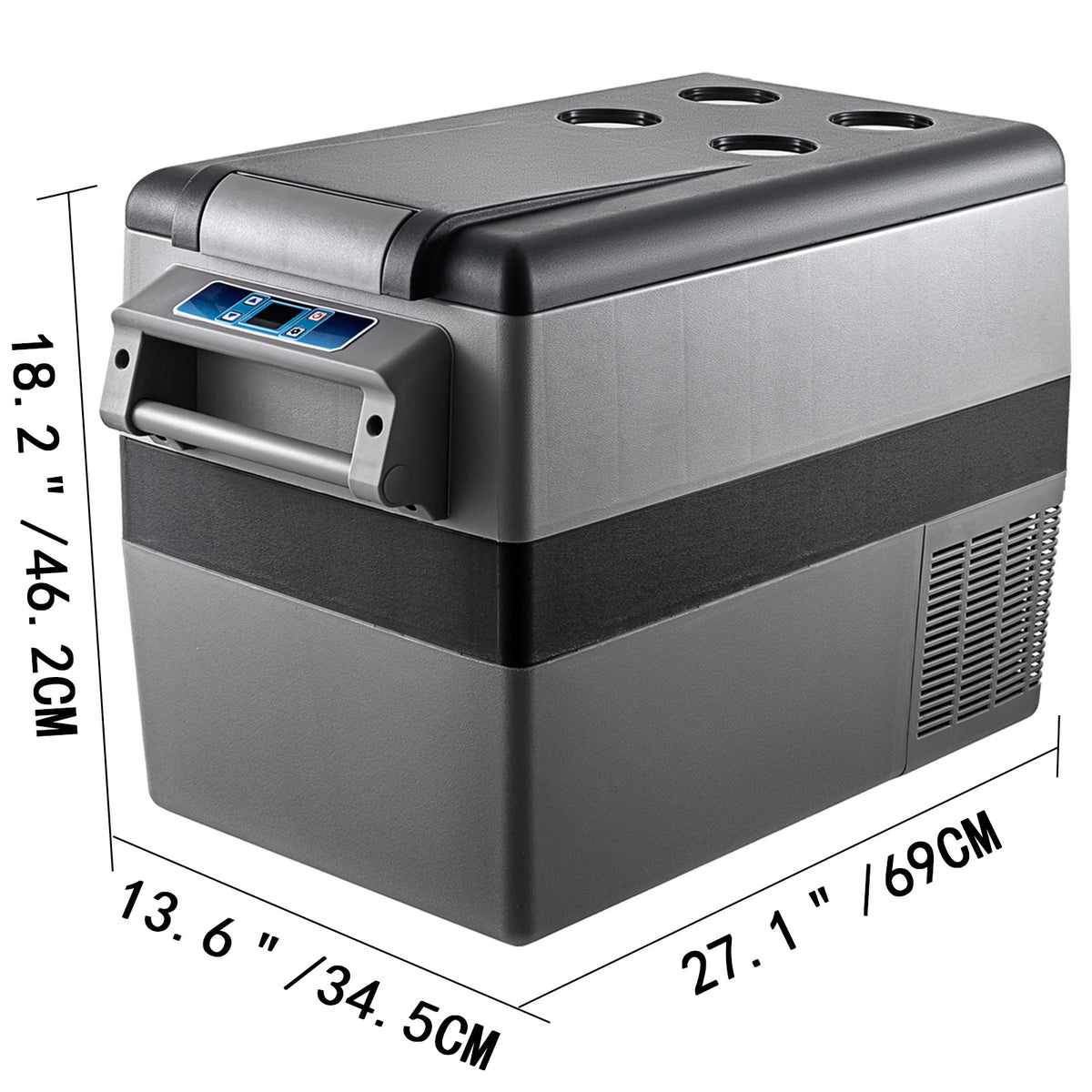 VEVOR 12 Volt Refrigerator 45L (48qt) Fast Cooling Portable Freezer (-468) Car Fridge with 12/24v DC & 110-240v AC for Travel, Camping and Home Use, 48 Quart, Black