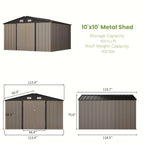 GUNJI 10 X10ft & 8 X 6ft 6 X 4ft & 5 X 3ft Storage Shed with Floor Frame, Metal Tools Shed with Design Of Lockable Doors, Utility And Tool Holder for Garden, Workshop, Backyard, Can Hold Various Tools