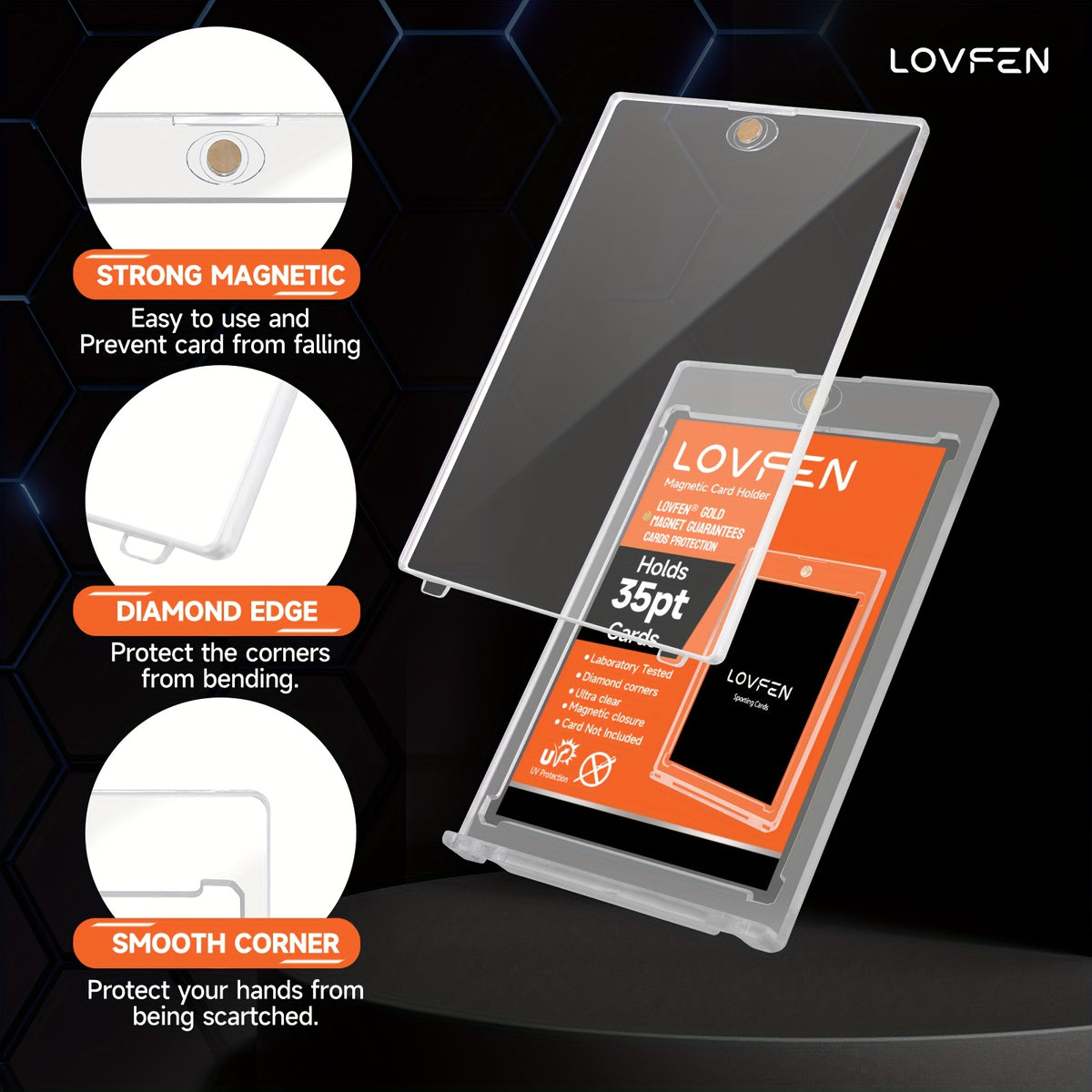 LOVFEN 400Ct Thick Version Magnetic Card Holder 35Pt Magnetic Card Holders for Trading Cards Card Display Case Holders Protectors Sleeves Hard Plastic Cover for Sports Game Cards, Easter Gift