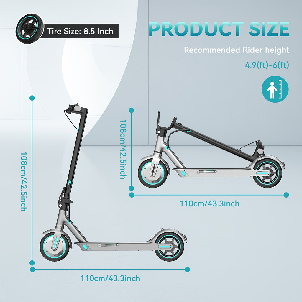 Adults' 8.5'' Foldable Electric Scooter with App, 350W Motor & 25km Range - Display, 3-Speed Modes, Dual Brake & Large Battery - Portable -EScooter Commuting for Adults