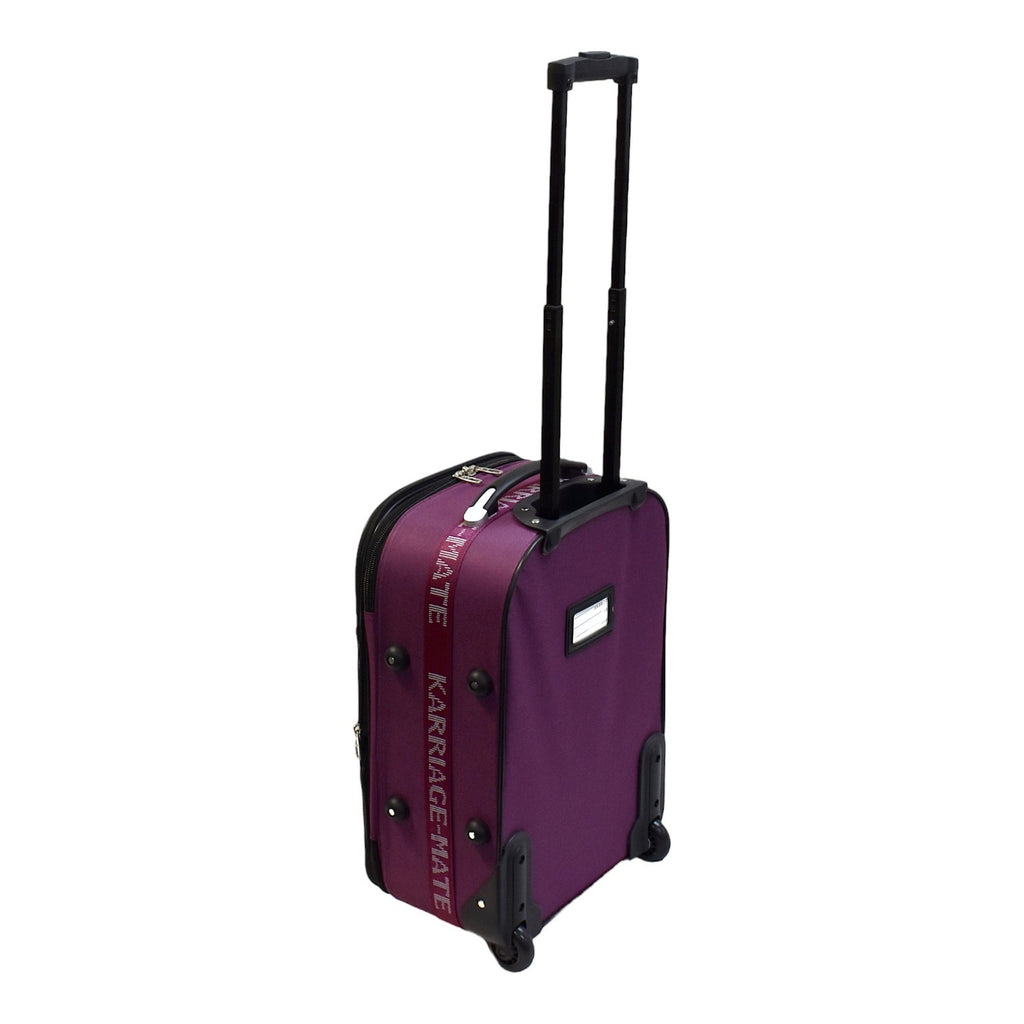 Karriage-Mate 4-Piece Expandable Softside Luggage Set – 20” Carry-On, 25”, 29”, 30” Suitcases – Lightweight Travel Bags with Embossed City Design – Durable Fabric, Telescopic Handles, built-in Lock – Black, Grey, Purple
