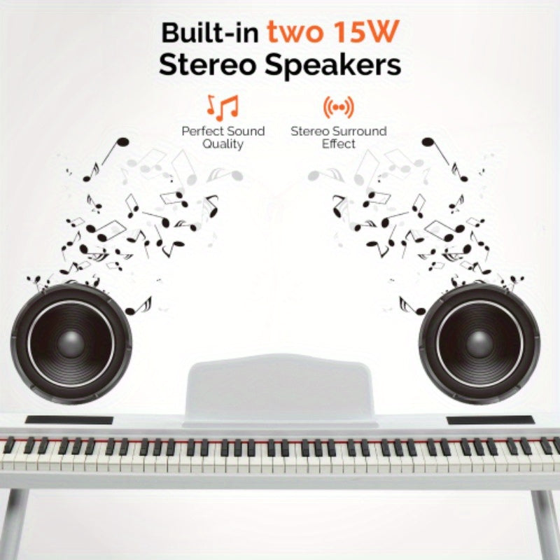 88 - Key Semi - Weighted Keyboard Digital Piano with Embedded Stand, White - GPP - 28.79/ 26.42gal