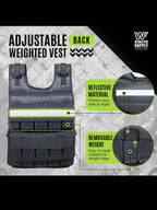 100LB Adjustable Weighted Vest for Strength Training, Workout and Running, Body Weight Vest for Men and Women, Weighted Jacket, Removable Weight Included, Regular Length