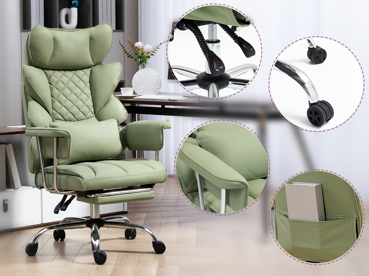 Heavy-Duty Office Chair Designed for Individuals Up to 500 Pounds, Featuring a High Back, Gaming Style with a Footrest, Ergonomic Design, And Adjustable Height with Fixed Soft Armrests