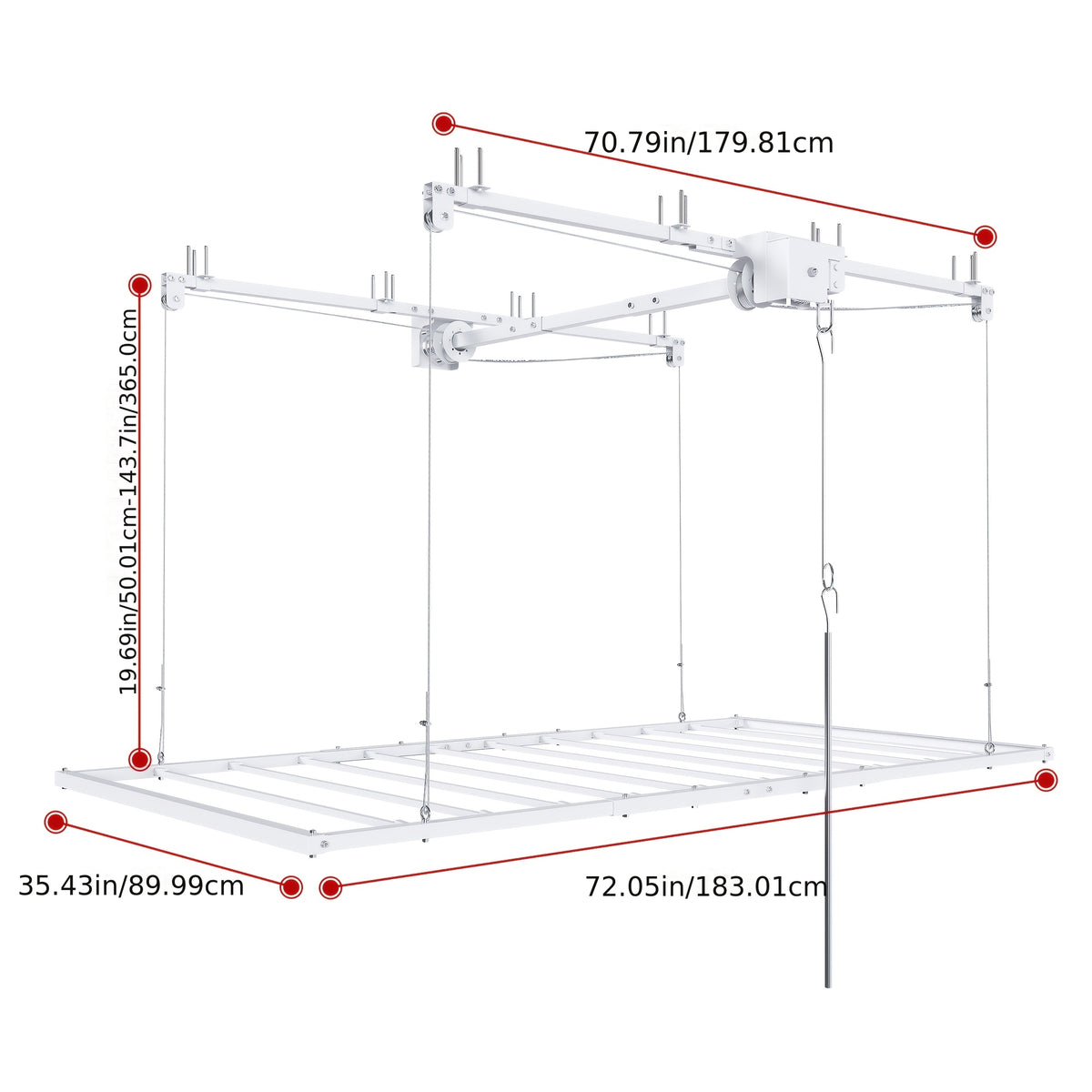 Overhead Garage Storage Rack for High Ceilings, 3x6ft All-Steel Unit with Safety Lock, 270 Capacity per Panel