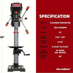 BUCKTOOL 12 INCH 6.2A Professional Bench Drill Press, 3/4HP Powerful Benchtop Drill Press, Variable Speed Drill Press With Work Light