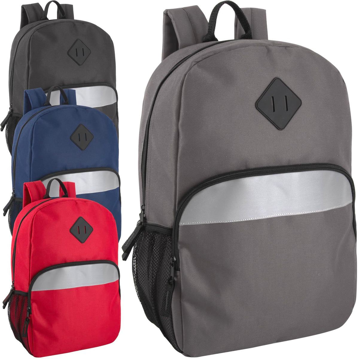 Trailmaker (24 Pack) 17" Backpack – Reflective School Backpack with Padded Straps, Water Bottle Pockets for Kids & Adults, School Travel Camp