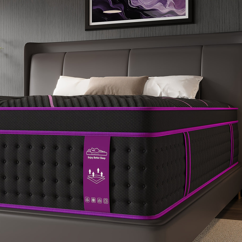 12/14 Inch Memory Foam Mattress Hybrid Pocket Spring Twin Full Queen King Bed Mattress in A Box, Euro Top Medium Firm for Back & Lumbar Support, Individual Pocket Spring Bed for Motion Isolation & Fiberglass Free