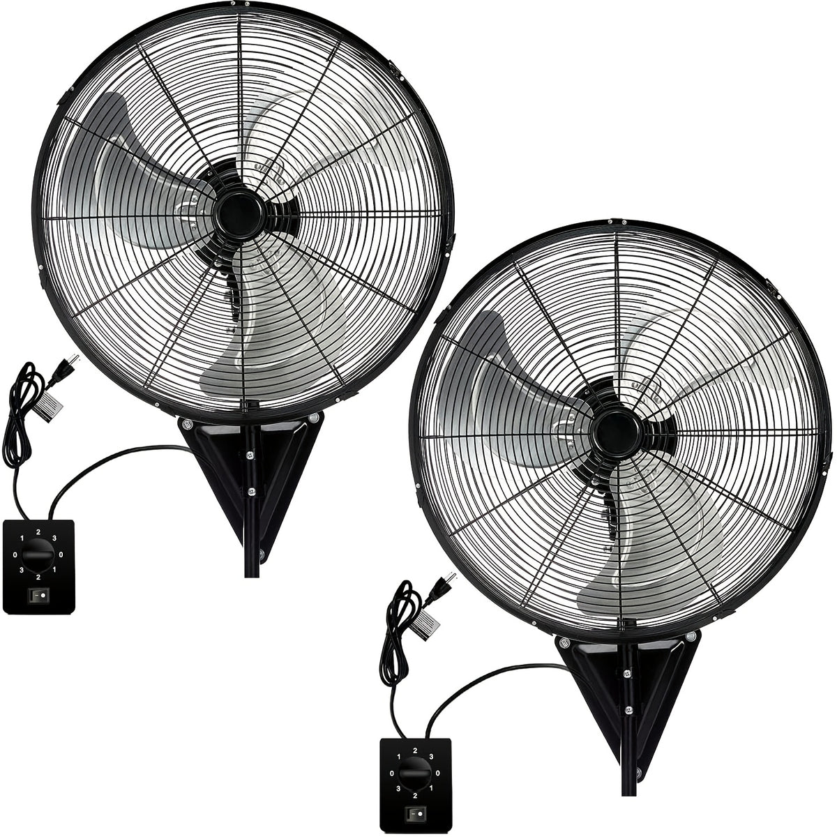 20 Inch Wall Mounted Fan with High-Power Motor, 2pcs Set, 120 Degree Swing, 60 Degree Tilt, And 3-Speed Setting, Durable Industrial Fan Suitable for Industrial Grade Cooling Equipment in Garages, Workshops, Offices, And Homes