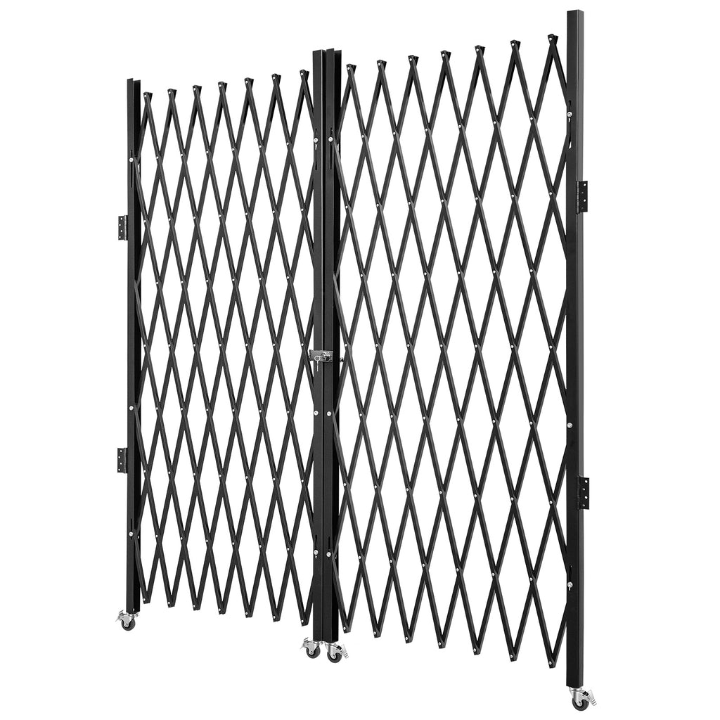 VEVOR Double Folding Security Gate, 87" H x 150" W Folding Door Gate, Steel Accordion Security Gate, Flexible Expanding Security Gate, 360 Rolling Barricade Gate, Scissor Gate or Door with Keys