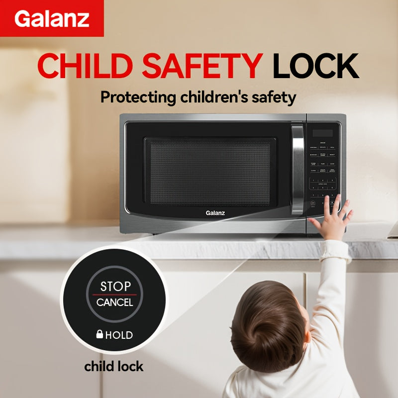 Galanz Multi-Function Microwave | 6 Auto Modes From Popcorn to Pizza, 1.6 Cu Ft Large Capacity, 1100W Efficient Heating, A Must-Have for Lazy Cooks