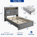 Soft Upholstered Bed Frame with 2 Storage Drawers & Naked Mattress Foundation | Full/Queen/King Size Low Profile Platform Bed Base, Heavy Duty 1000lbs Steel Frame, No Box Spring Needed for Apartments/Dorms | Easy Assembly (Gray/Beige)