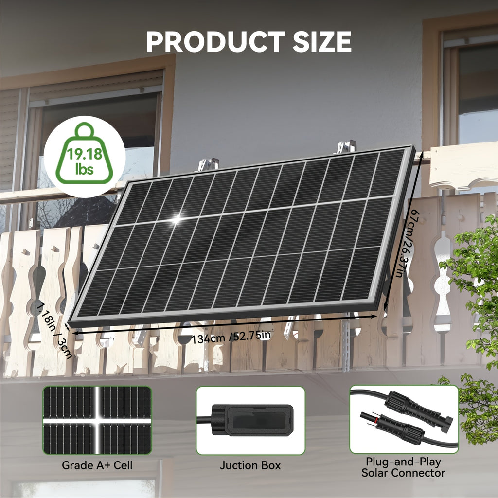 Werchtay Bifacial Monocrystalline Solar Panel, 24% High Efficiency 2pcs 200W Bifacial Solar Panel System, Advanced Half-cut Process Technology Cells, Suitable For Home Farm RV Trailer Camping Boat Yacht Off-grid System, Without Battery