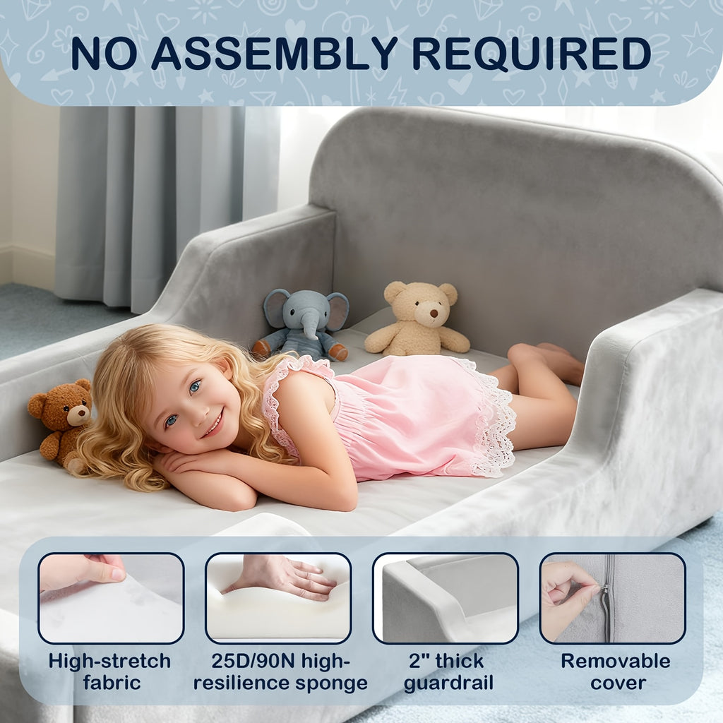A Floor Bed That Requires No Assembly, Featuring a Plush Full Foam Design with a Removable And Washable Cover, Suitable for Children Aged 3 to 5 Years (61.8"X31.5"X18.9")
