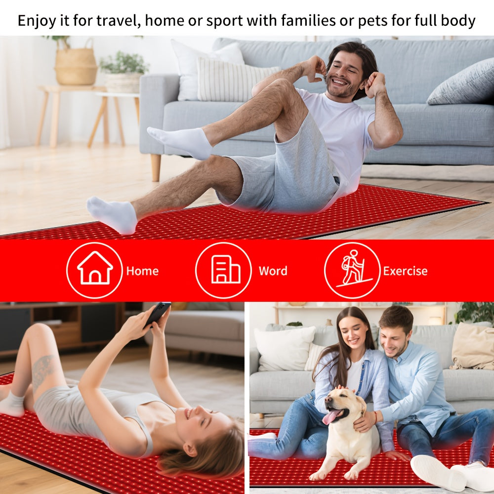 71'' X 31.5'' LED 1280pcs 660Nm Red Light Mat 850Nm Near Infrared Light Devices 3 Modes And 9 Timers, Extra Large Red Light Pad Blanket for Full Body