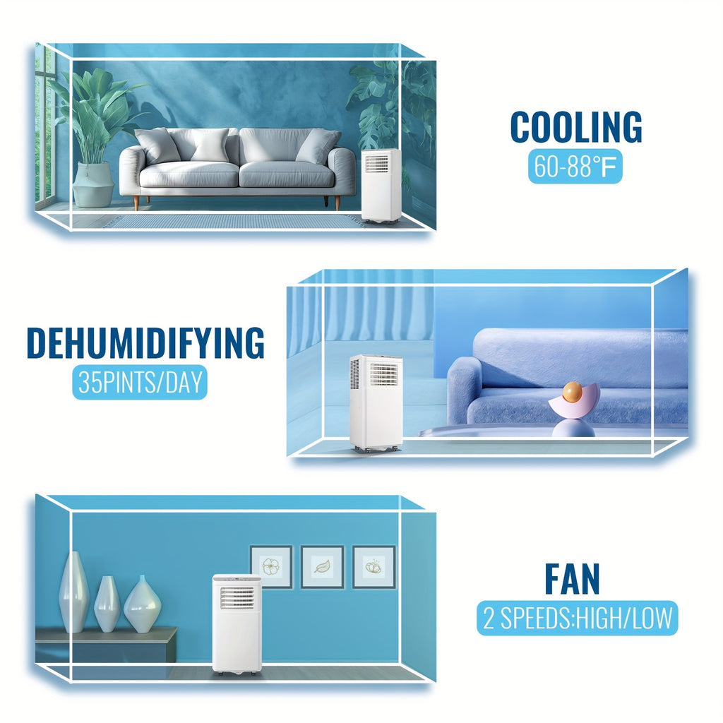 [Up to 8000 BTU Portable AC] Portable Air Conditioner, Air Conditioner with Cooling, Fan, Dehumidifier, Sleep Mode, Cooling Up to 250 Sq.Ft. with 24H Timer/Digital Display/Remote Control & Window Kit, Perfer for Office Bedroom & Apartment