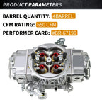Carb Fuel for Holley Quick BR-67199: 650CFM, Race Carburetor Double Pumper Replace, with Cleaning Brush