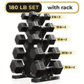 Hex Weights Dumbbells Set with Rack, 60-230 Lb Rubber Coated Dumbbell Sets with Storage, Free Hand Weight for Strength Training, Exercise, Fitness, Home, Gym, Heavy Duty