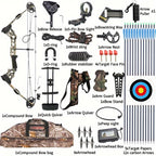 Composite Bow Camouflage Series Archery Set Made of Aluminum Alloy Material for Outdoor Hunting and Shooting. Composite Bow Tension Is Adjustable from 20 Lbs to 70 Lbs, Suitable for Beginners