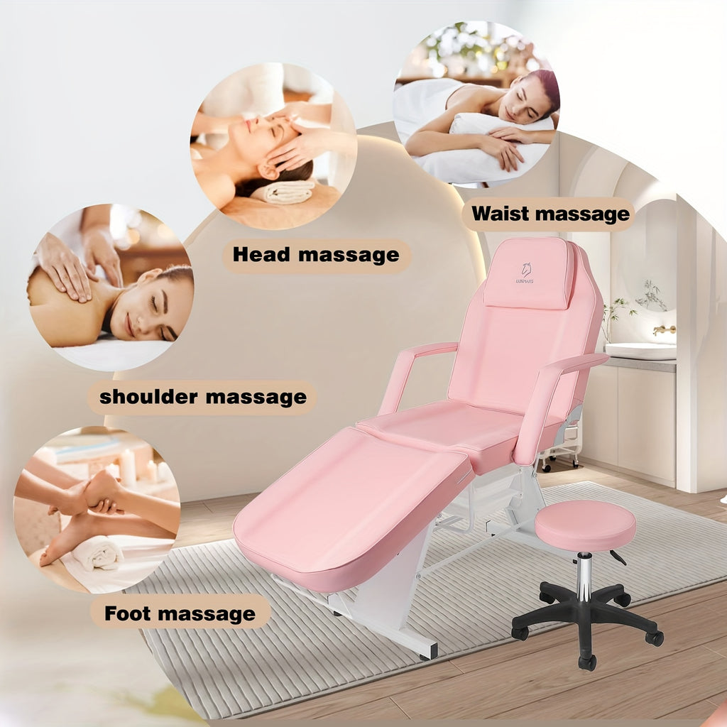 Tattoo Chair Adjustable, Facial Chair Multipurpose 73 Inch Spa Facial Bed With Massage Equipment Stool For Beauty Spa Tattoo