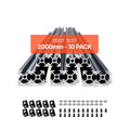 VEVOR T Slot 2020 Aluminum Extrusion Anodized Linear Rail, High-Strength Extruded Aluminum Rail for 3D Printer, CNC Machine DIY, Laser Engraving, 1000/1200/1500/2000mm