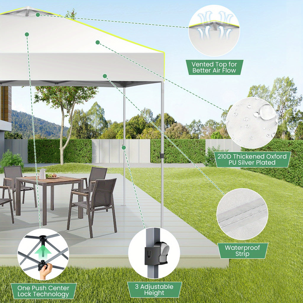 10x10ft One-Push Pop-Up Canopy Tent with 4 Removable Walls for Adjustable Outdoor Event Shelter