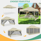 Hoteel 10x15 Heavy Duty Pop Up Canopy Tent with 4 Sidewalls, Commercial Gazebo Party Tent with Mosquito Netting Wall Easy Up Outdoor Instant Screen Tent for Backyard, Beach, Patio, Garden