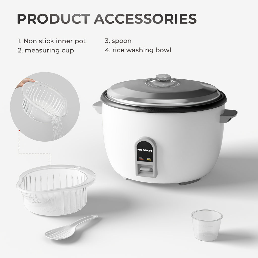 MOOSUM Commercial Rice Cooker, with a Large Capacity of 30 Cups Uncooked And 60 Cups Cooked, Features One-Touch Operation And a 12-Hour Keep Warm Function, Making It User-Friendly And Easy to Clean