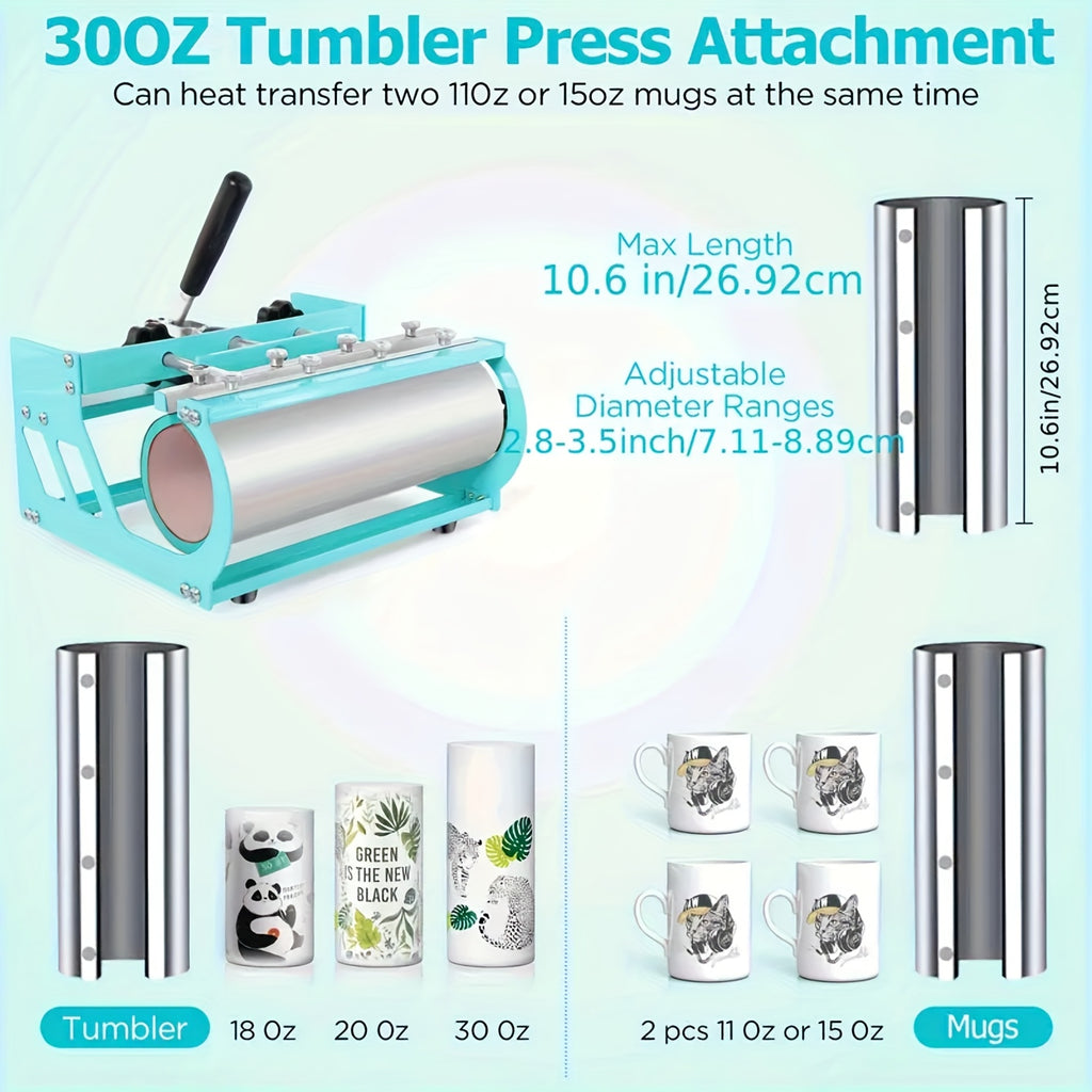 15"x15"/15"x12" - 8-in-1/ 5-in-1 Heat Press Machine Combo, Rotatable Design, Multi-Size Transfer Professional Sublimation Combination, Suitable for T-shirts, Bags, Pillows, Hats, Beanies, Roller - 3in 1 Auto Hat Press Can Only Press Hats