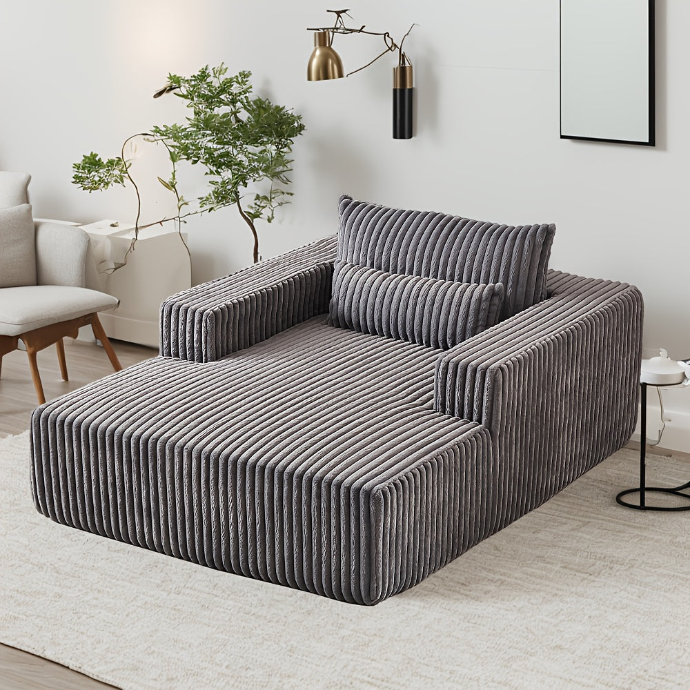 75-Inch Corduroy Sofa Bed—Pre-Assembled Foam Chaise Designed for Quiet Reading and Comfortable Naps