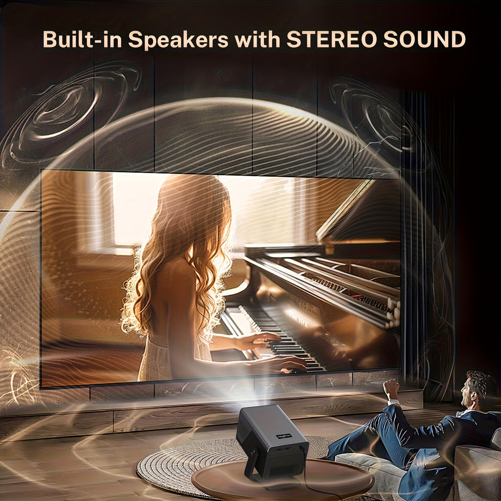 Smart Projector 8K Support Native 1080P, FHD Portable Projector, 5G WiFi And Bt5.4, Auto Focus & Keystone, 1400ANSI, Android 14, Compatible with PS5, Smartphones And Laptops, Perfect Gift!