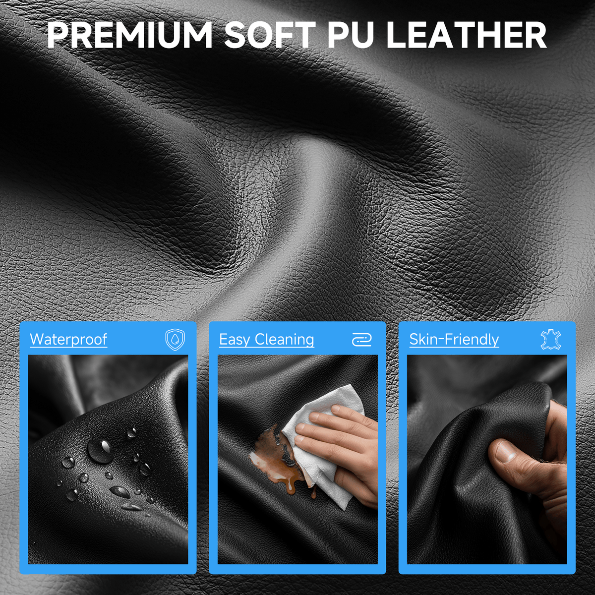 Executive Office Chair for Heavy People, Gaming Chair, Ergonomic Wide Desk Computer Chair with Pocket Spring Lumbar Support, Footrest, Outward Fixed Soft Armrests, High Back PU Leather, Height Adjustable, Big and Tall