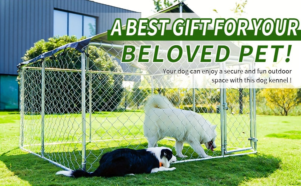 Petony Outdoor Dog Enclosure Heavy Duty Dog Kennel House Mesh Dog Big Cage Pet Kennel Steel Fence with Secure Lock