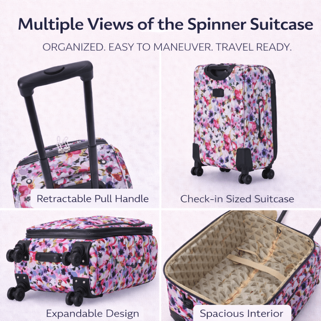 4-Piece Softside Spinner Luggage Set (20+24+28+32 inch) Lightweight Travel Suitcases with 360° Wheels, Telescopic Handle, Multi Pocket Design