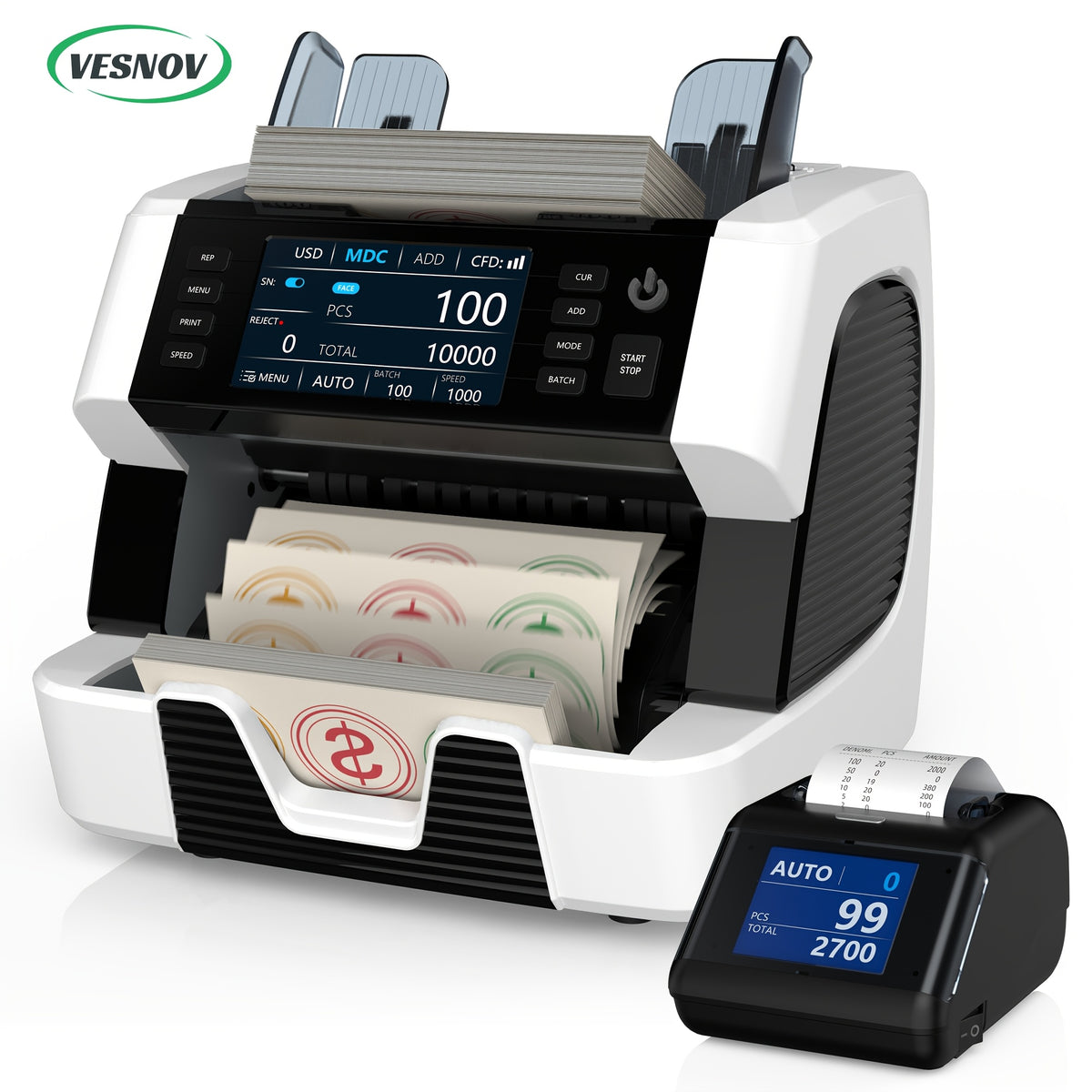 [Black Friday] Mixed Denomination Money Counter Machine, Value Counting, N70 Bill Counter With UV/MG/IR/MT Counterfeit Detection, 3.5" TFT Display Cash Counting Machine, Office Supplies, Black Friday